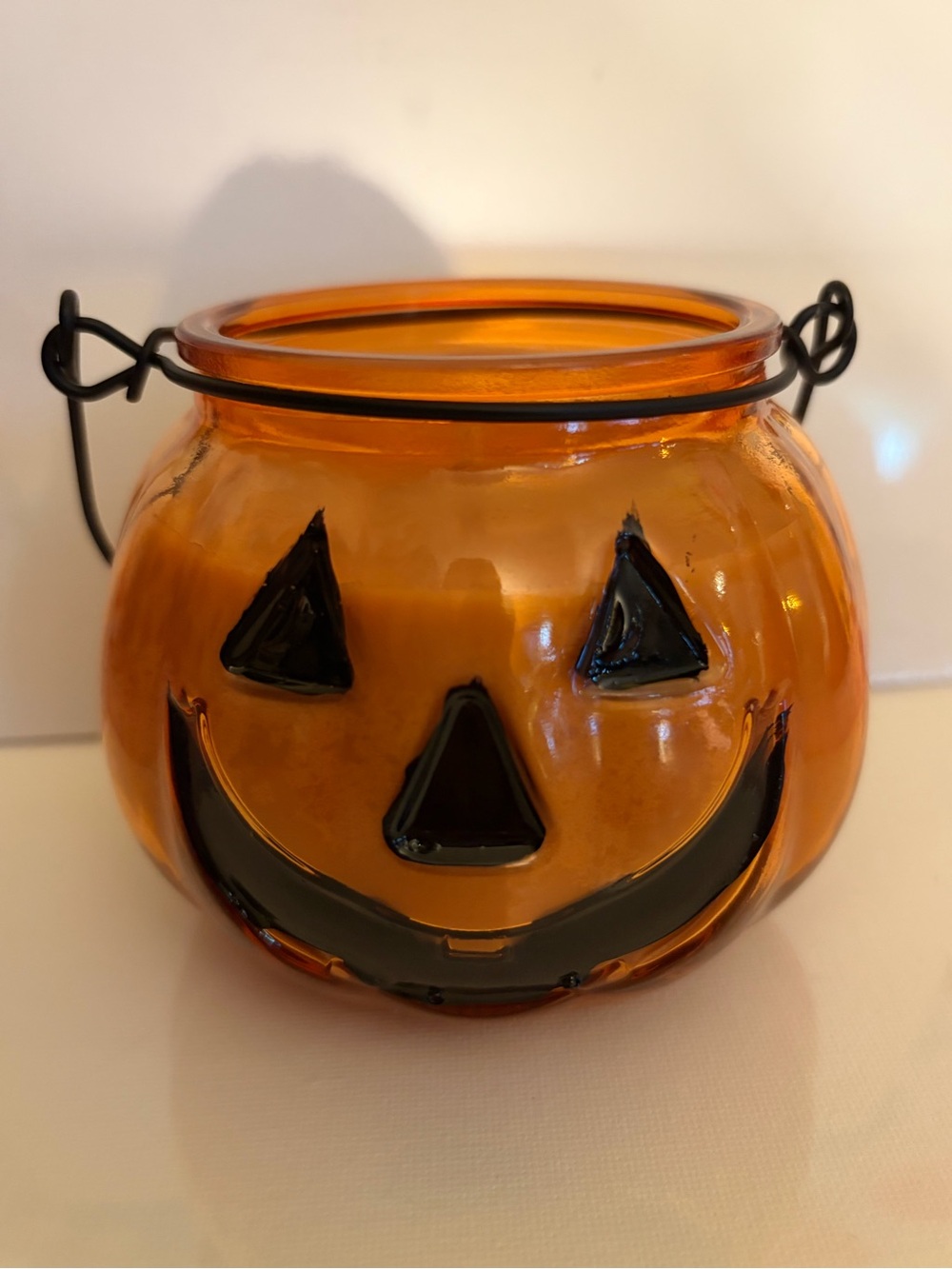 Pumpkin pie Jack-O'-Lantern Glass Candle Handmade 12 Oz